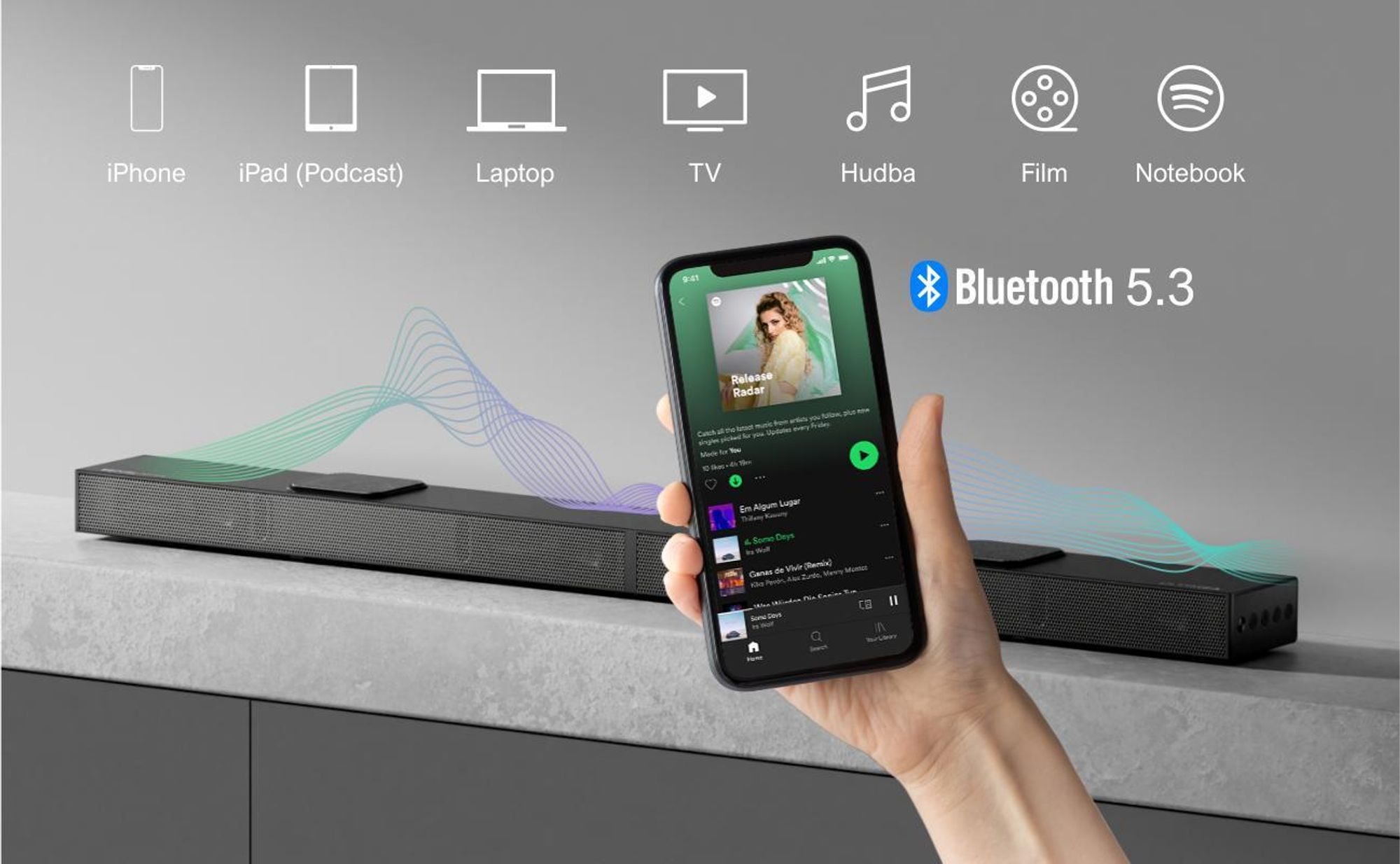 ULTIMEA 5.1.2-kanálový soundbar pre TV prijímače s Dolby Atmos, systém priestorového zvuku domáceho kina so subwooferom pre zvuk kina, HDMI/Opt/Bluetooth