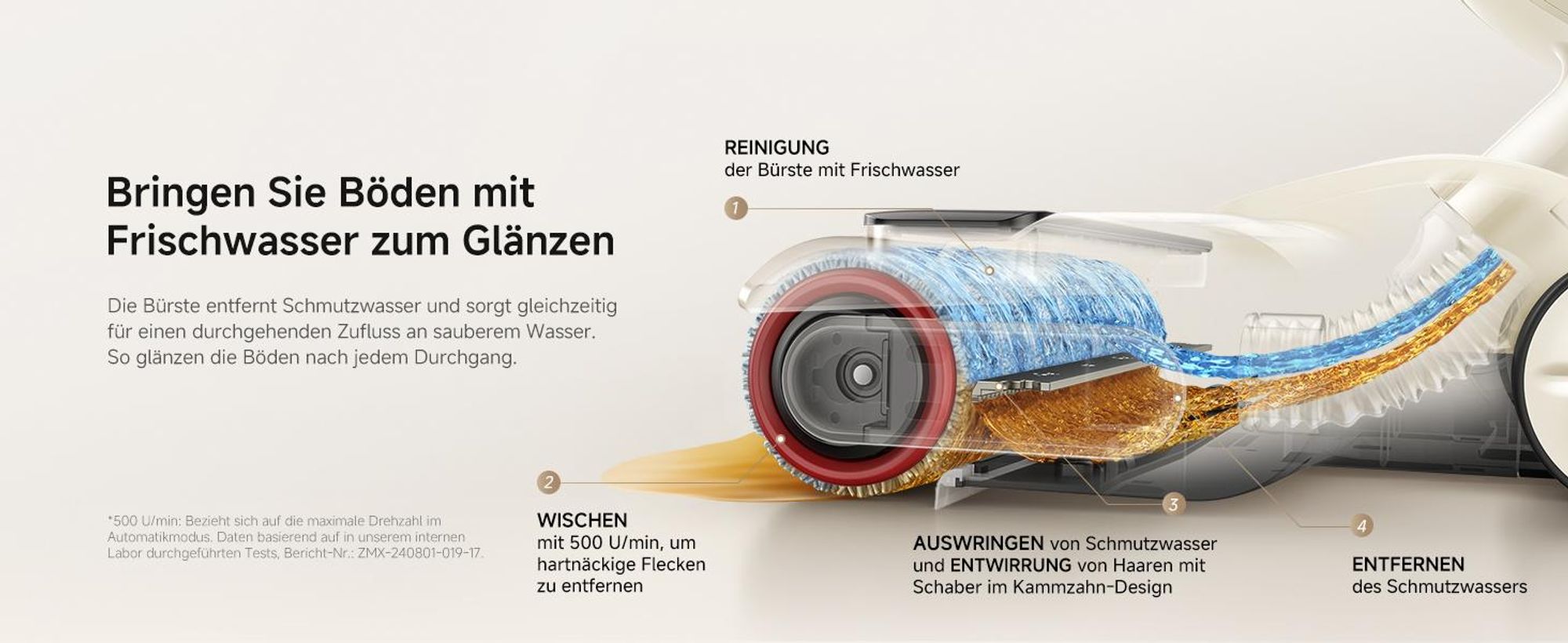 MOVA K30 Nass- & Trockensauger, 18.000 Pa, 180° Reichweite, flaches Design, Doppel-Kantenreinigung, Heißluft-Trocknung, Selbstreinigung