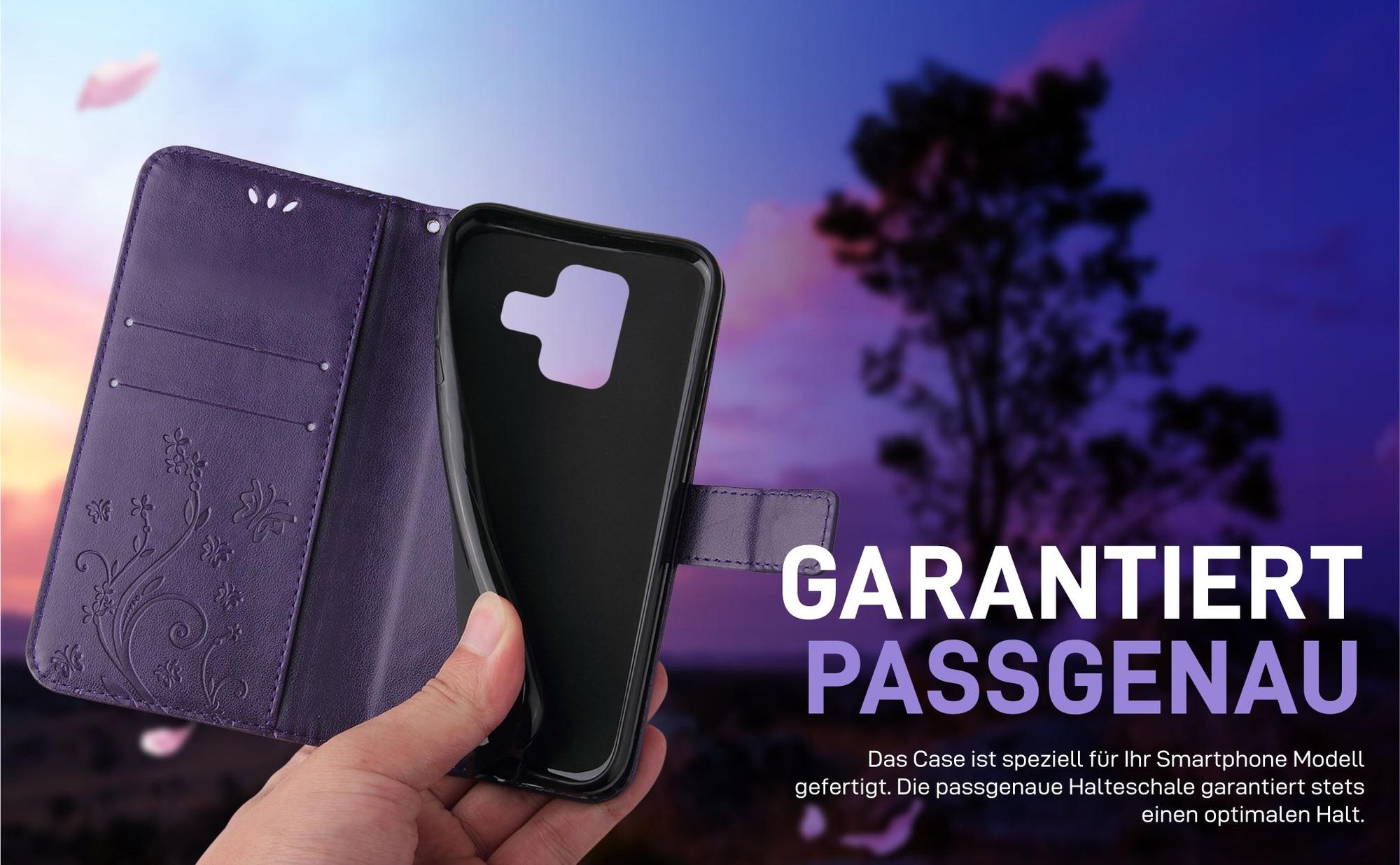 Violette Klapphülle für Samsung Galaxy A6 (2018) mit präziser Passform und sicherem Halt