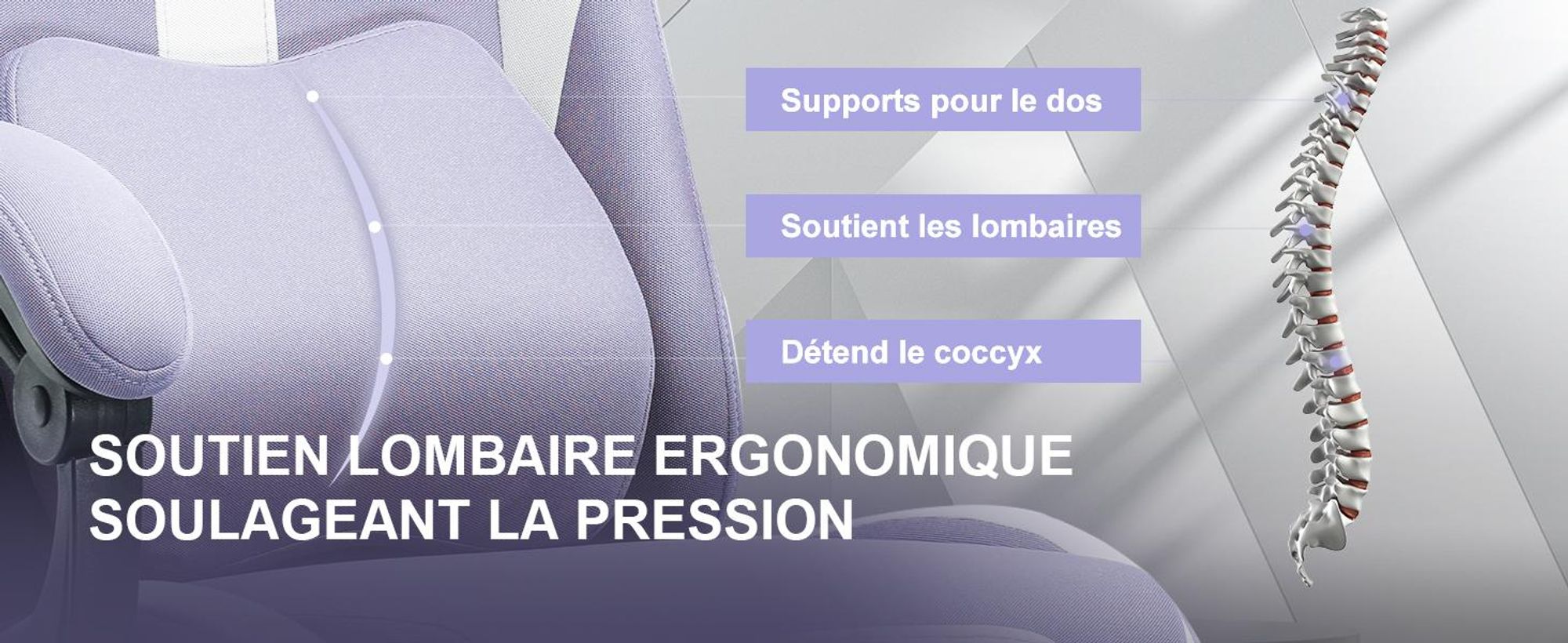 GTPLAYER Chaise de jeu Fauteuil de jeu ergonomique Chaise de bureau en tissu respirante Coussin d'assise à ressorts avec repose-pieds violet