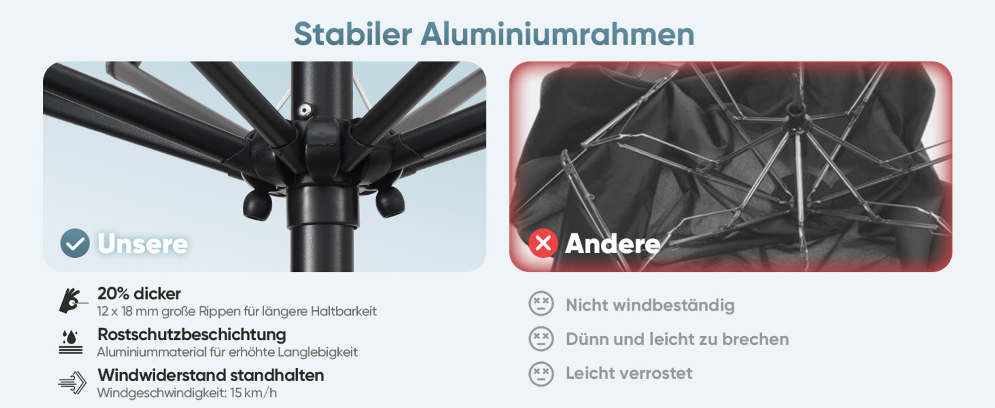 Sekey Alu Sonnenschirm 300 cm Rund Knickbar mit Kurbel Windfest und Neigbar UV 50 Schutz für Balkon und Garten, Taupe