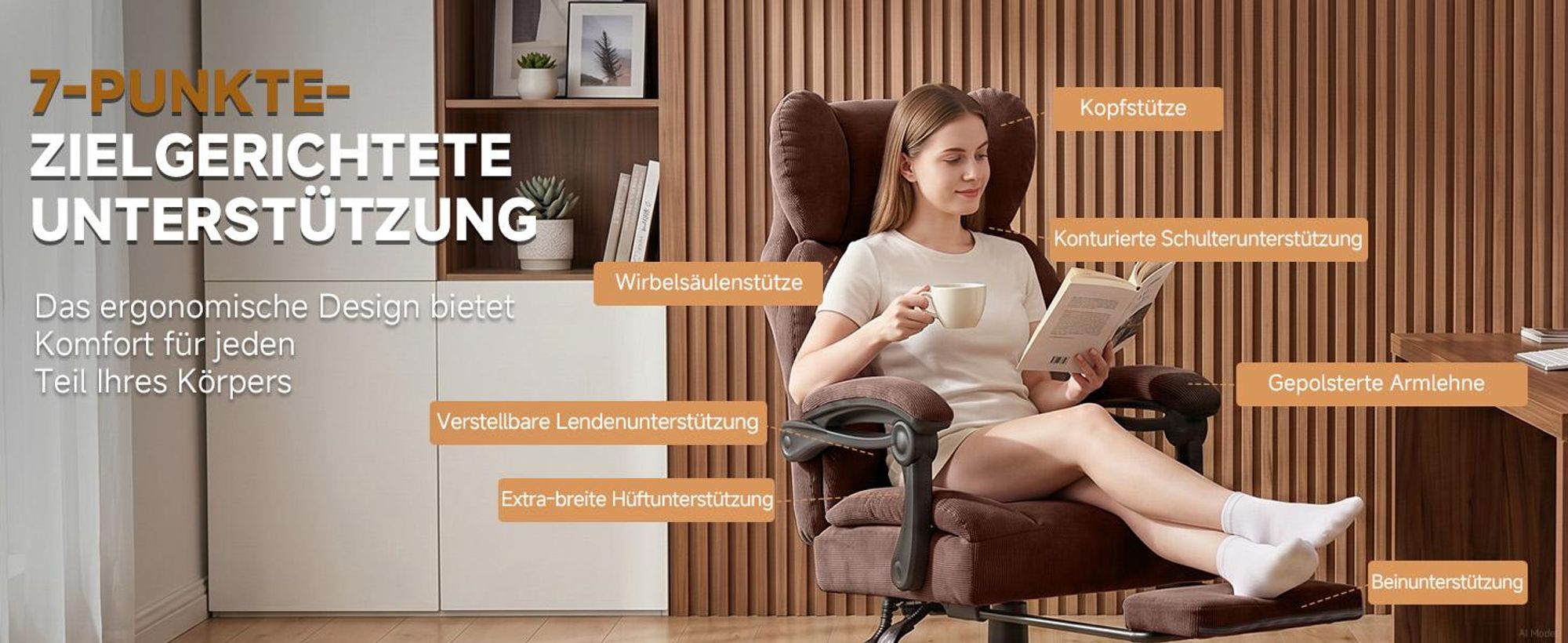 GTPLAYER Gaming Stuhl, Ergonomischer Bürostuhl mit Fußstütze und Lendenstütze, Hochlehner Chefsessel für Große, breiter Computersessel, Höhenverstellb