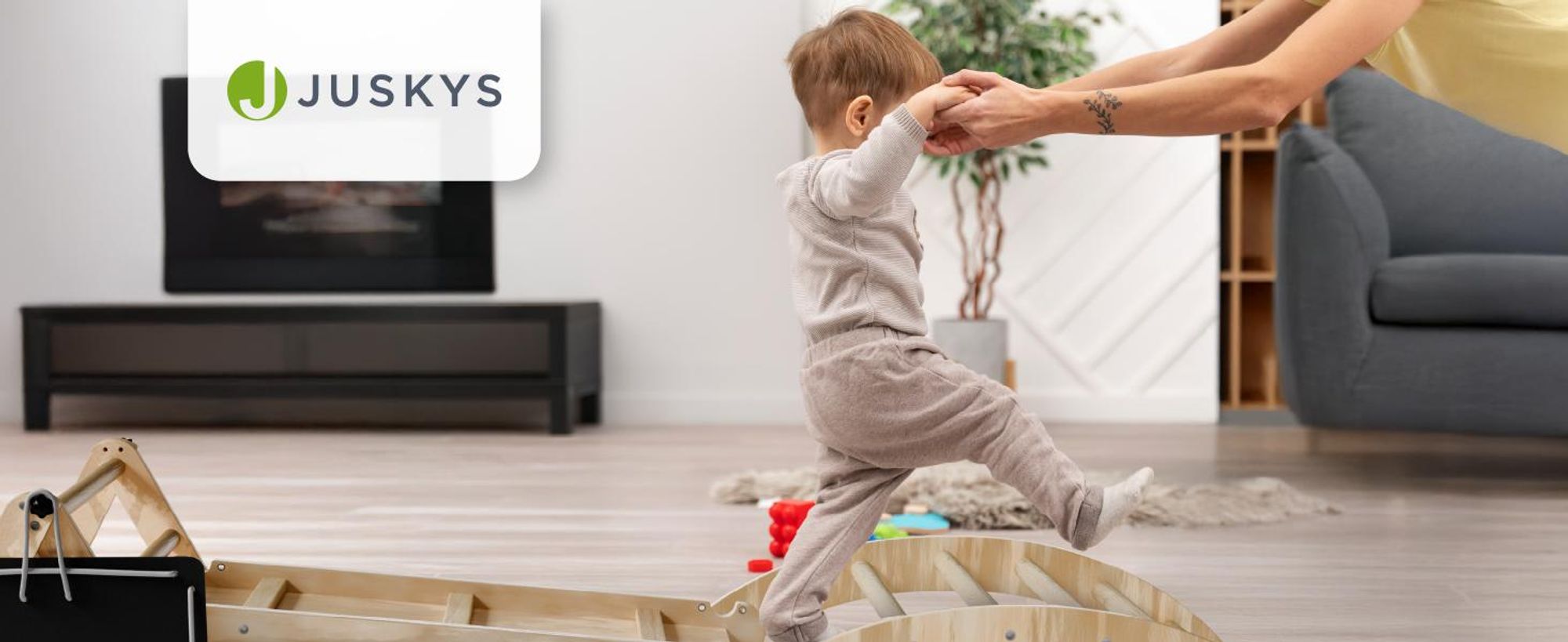 Juskys Kletterdreieck Movario - Indoor Klettergerüst für Kinder, Kletterdreieck und Kletterbogen, mit Rutsche - Groß