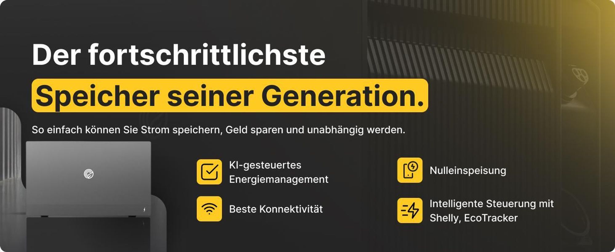 Solakon ONE Erweiterungsspeicher mit 2,11 kWh Kapazität für Balkonkraftwerk, modulare Erweiterbarkeit auf bis zu insgesamt 6 Einheiten (12,66 kWh)