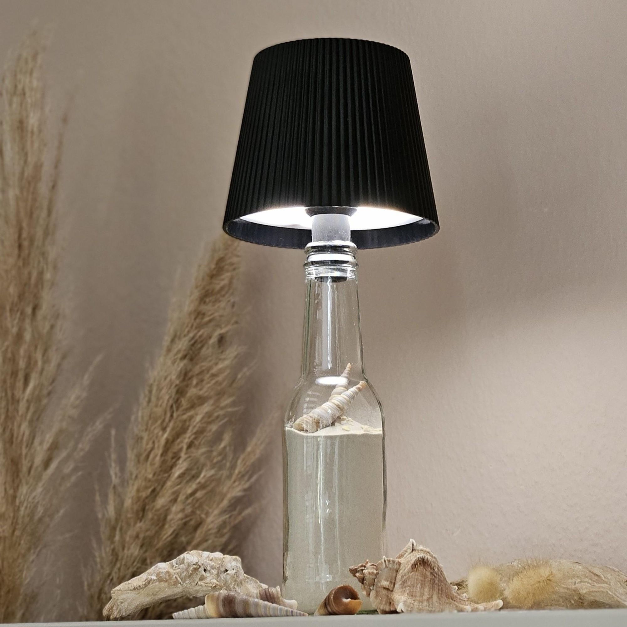Flaschenlampe Aufsatz für Flasche LED Aufladbar warmweiß Touch Leuchte Lampe geriffelt