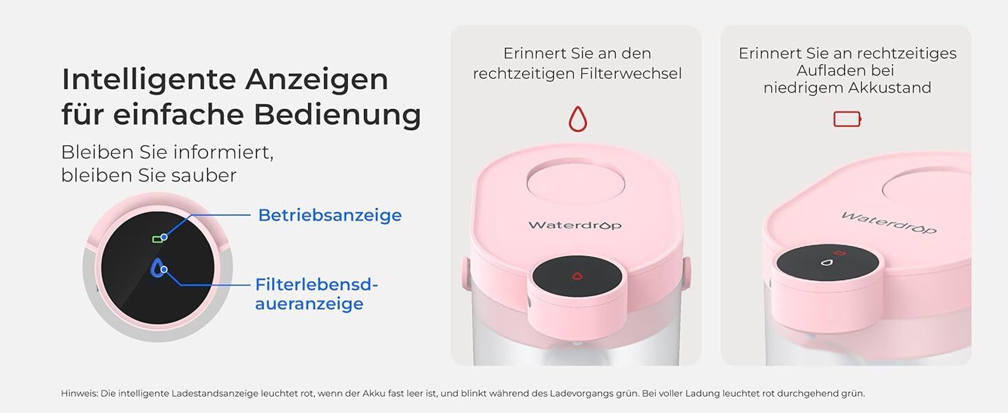 Waterdrop FreshTaste Wasserenthärte Elektrischer Wasserfilter Kanne, 4L Wasserfilter Spender für Kühlschrank, Reduziert Kalk, Chlor