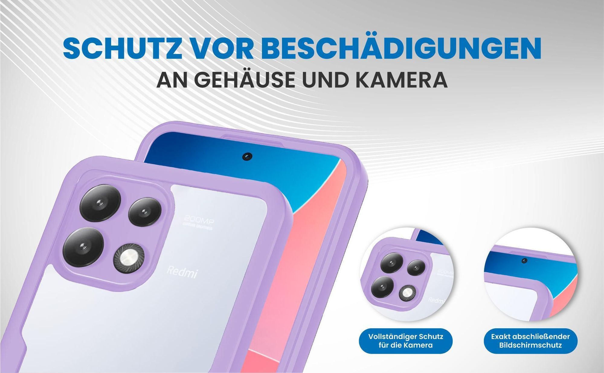 Violette 360 Grad Handyhülle für Xiaomi Redmi Note 13 Pro Front und Backcover