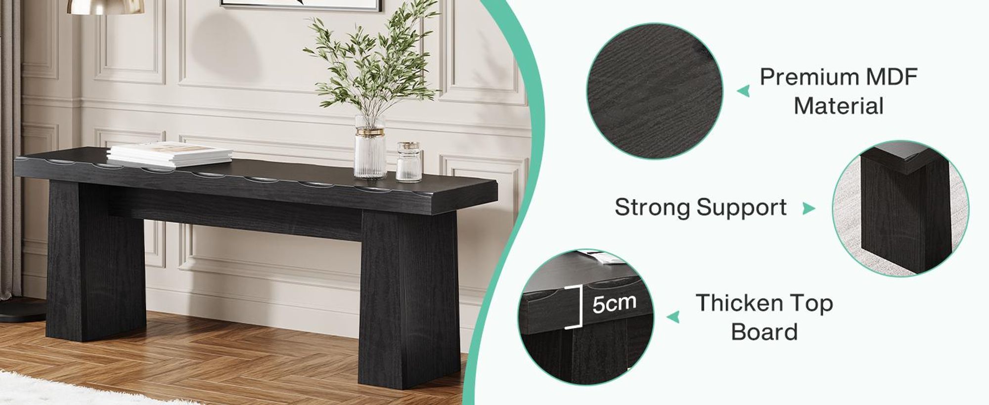 Tribesigns Eingangsbereichbank aus Holz, 120 cm Lange Essbank aus Holz mit stabilem Gestell für Esszimmer, Schlafzimmer, Wohnzimmer, Flur und Küche