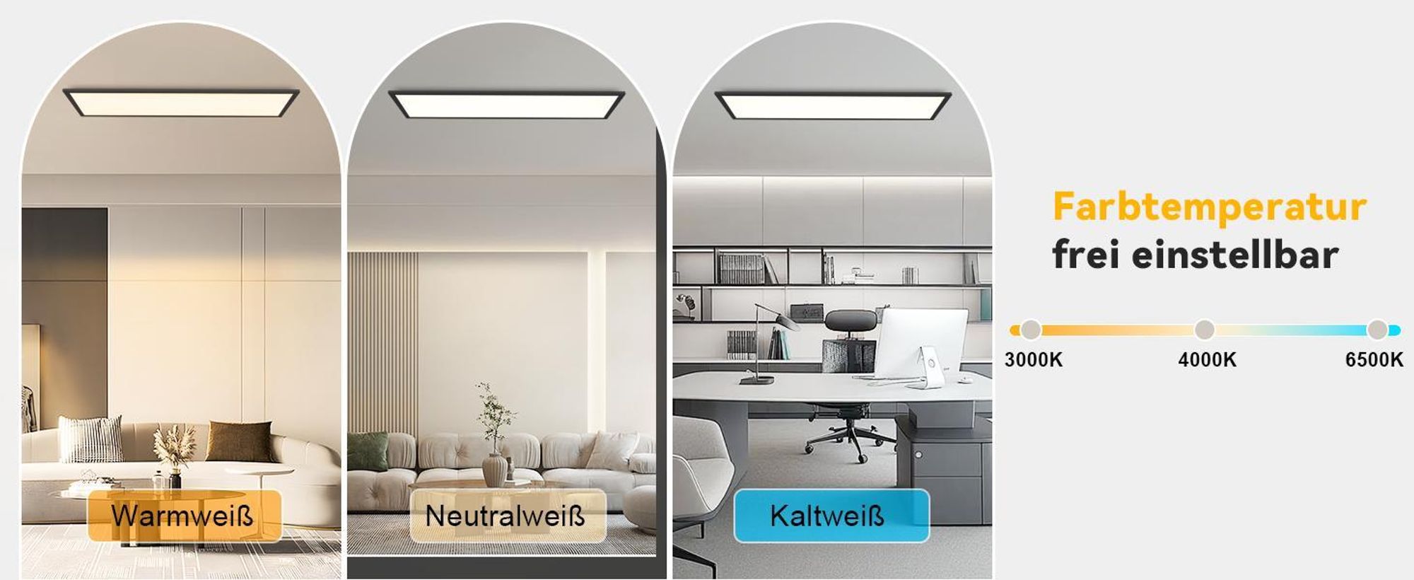 ZMH LED panel čierny stmievateľný 120 x 30 cm Stropné svetlo do bytu Kancelária s diaľkovým ovládaním Obývacia izba Lampa 48W