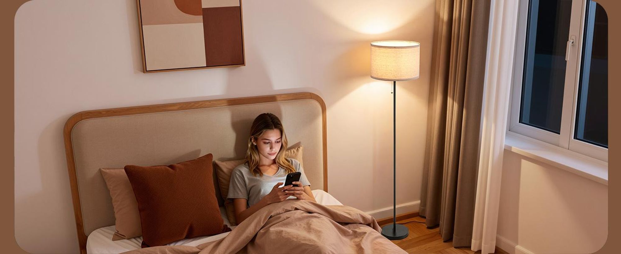 EDISHINE Stehlampe Wohnzimmer, Moderne Stehleuchte mit Leinen-Lampenschirm & schwarzm Metallgestell, für Schlafzimmer Büro, 145cm