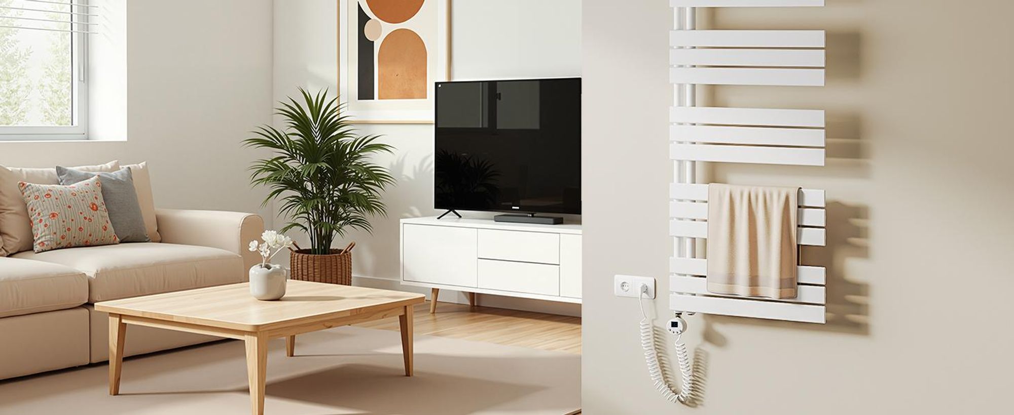 S’AFIELINA Heizstab mit Thermostat 300W, programmierbarer Timer & LCD-Anzeige, WiFi, für Badheizkörper, Edelstahl, intelligente Steuerung, Weiß