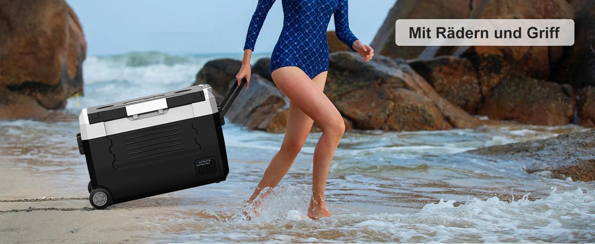 35L Kompressor Kühlbox Elektrisch mit APP-Steuerung, Zwei Zonen Kühlschrank Gefrierbox Tragbarer 12V 230V, für Auto, Camping, Angeln, Lkw, -20℃-20℃