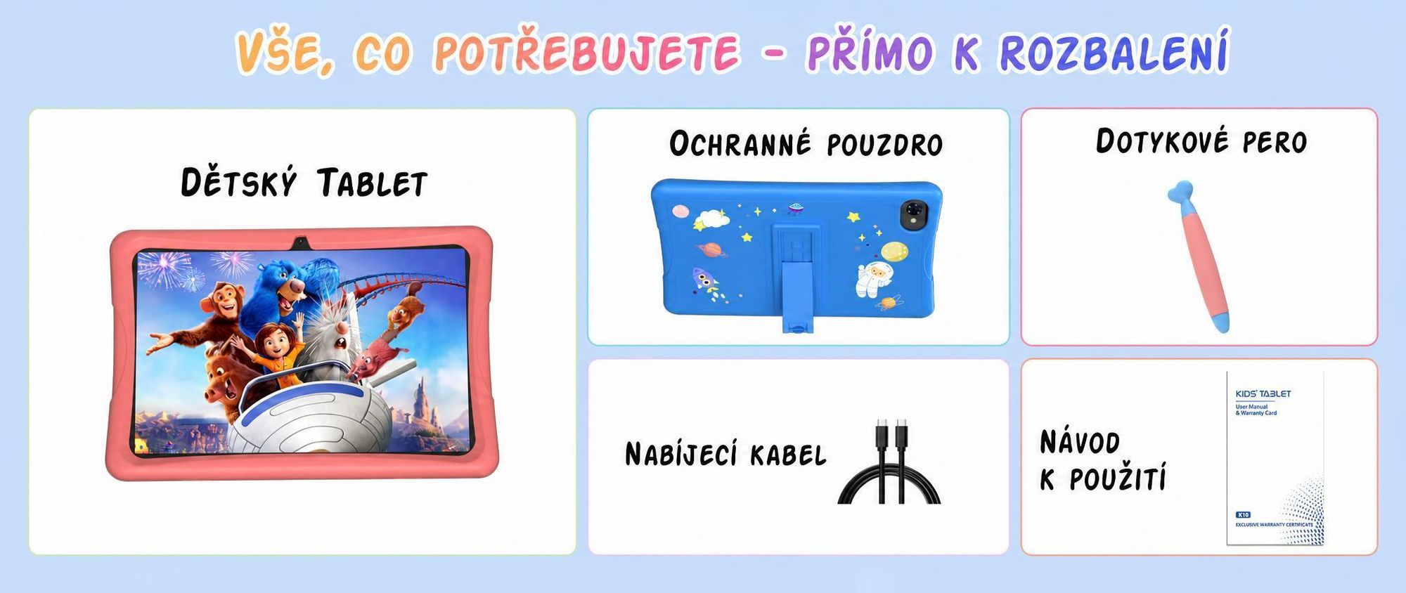 Tabwee K10 Kids 10.1" Rosa Tablet, Google Kids Space, 4GB RAM+64GB ROM, Android 15 WiFi Tablet für Kind mit Kindgerechte Hülle und Stift, 5000mAh