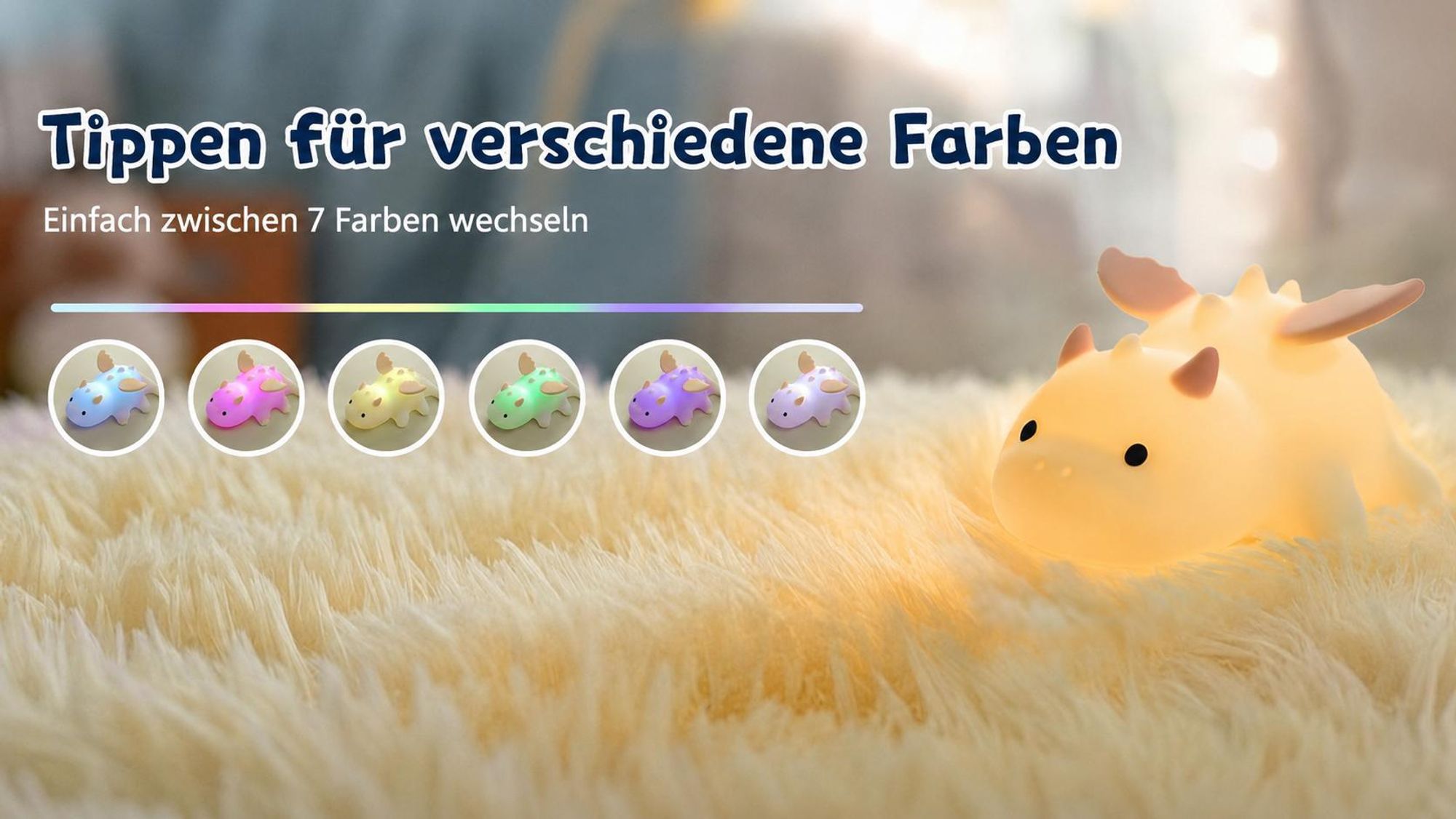 LED Nachtlicht Silikon Birne Touch Nachtlampe mit Timer,7 Farbe dimmbar,Schlaflicht Kinderzimmer tragbare Schlafhilfe Stilllicht,mit magnetischer Adso