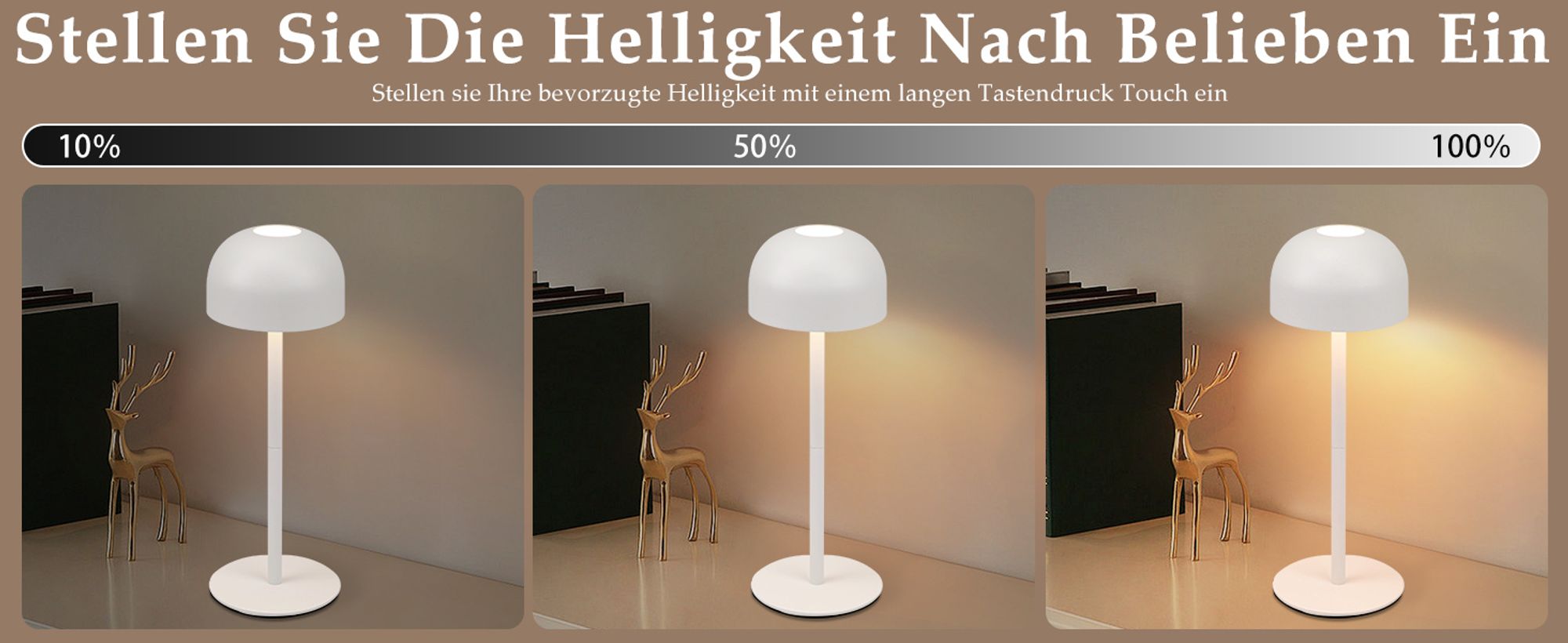ZMH 2ER LED Tischlampe weiß Kabellos nachttischlampe Touch Dimmbar USB Tischleuchte Akku mit 3 Farbtemperaturen Aufladbar Höhenverstellbar