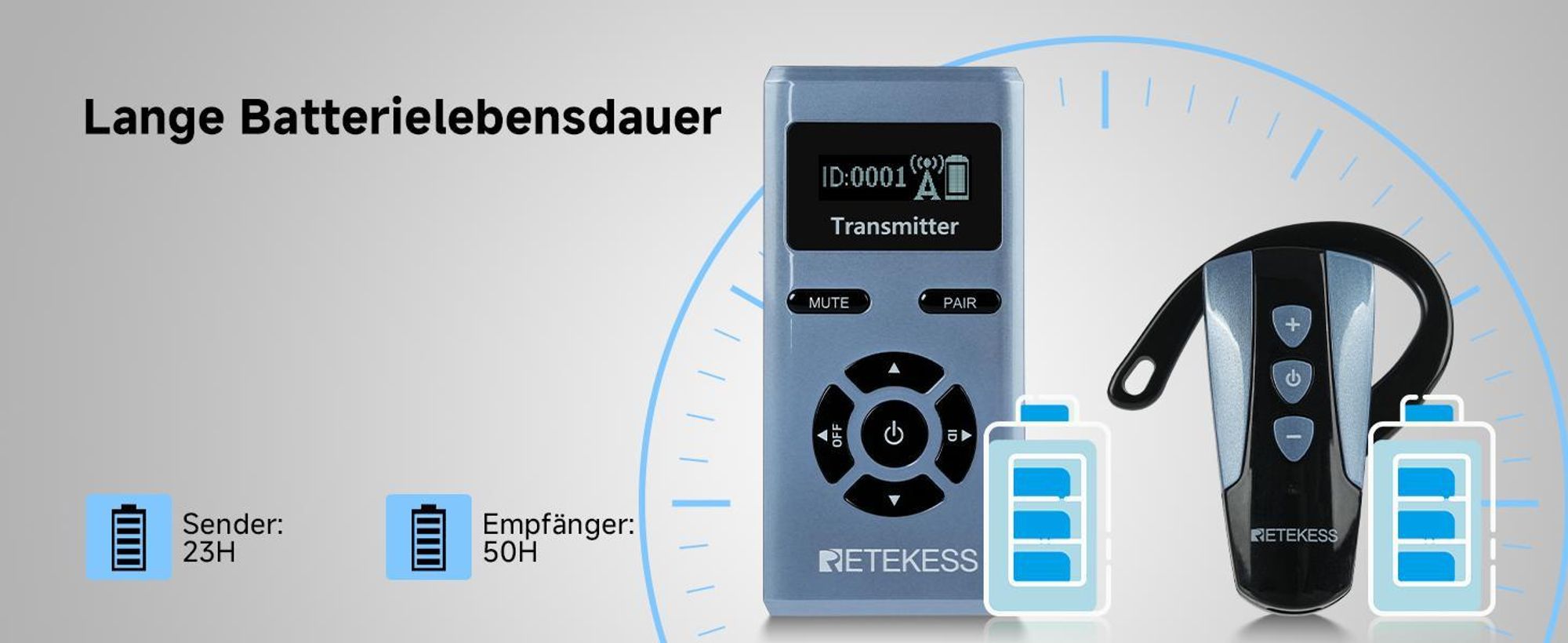 Retekess TT106S Tour Guide System, Audio System, Lange Lebensdauer, 200 m, One-Touch-Steuerung, Großtasten-Design, für Konferenzen, Reisen