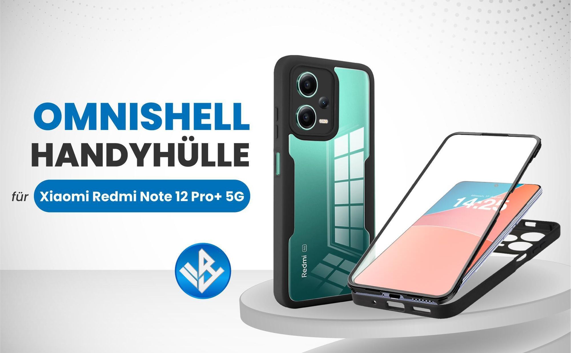 Schwarze 360 Grad Hülle für Xiaomi Redmi Note 12 Pro+ 5G mit Kameraschutz