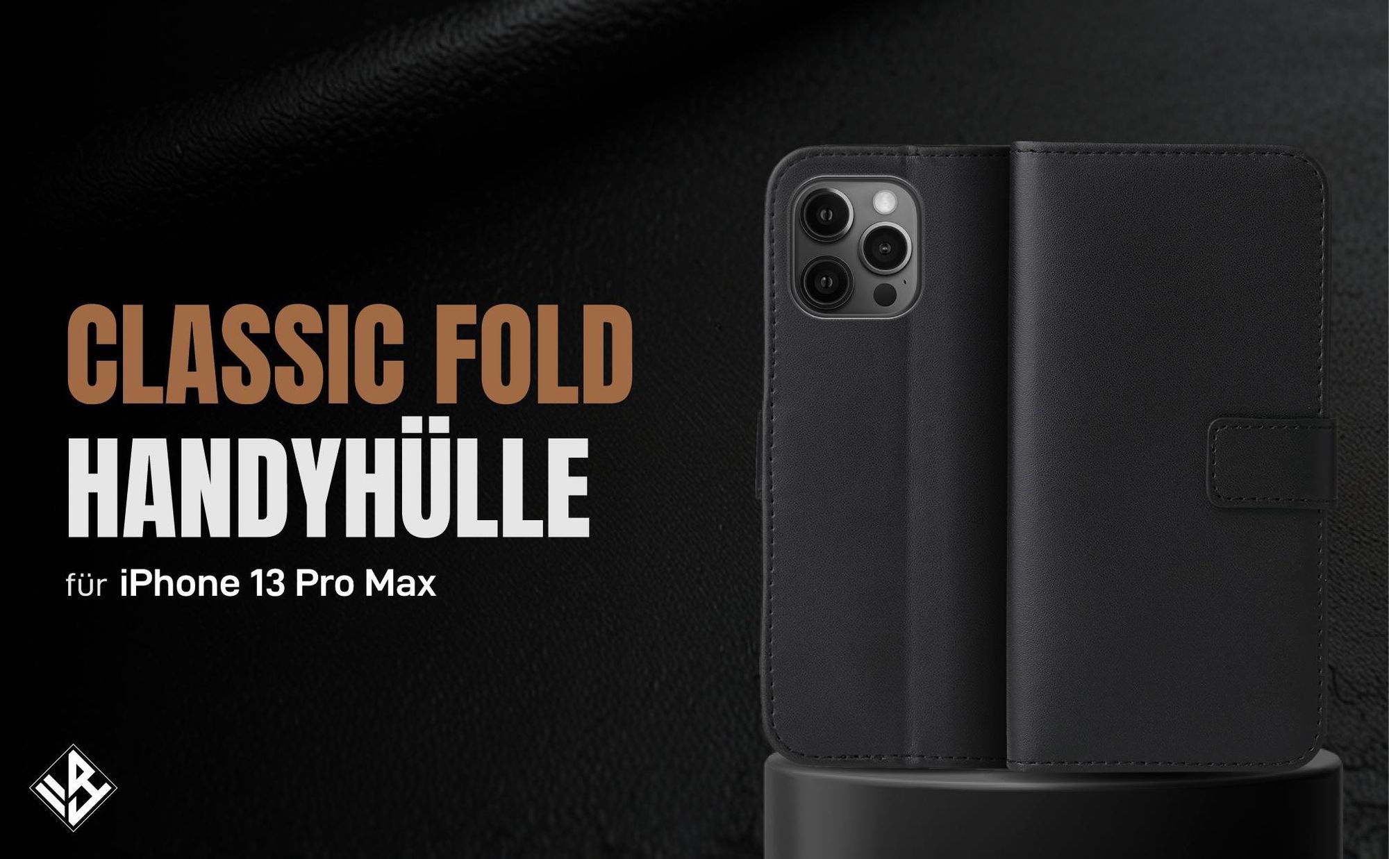 Schwarze Klapphülle für Apple iPhone 13 Pro Max mit Wallet-Funktion