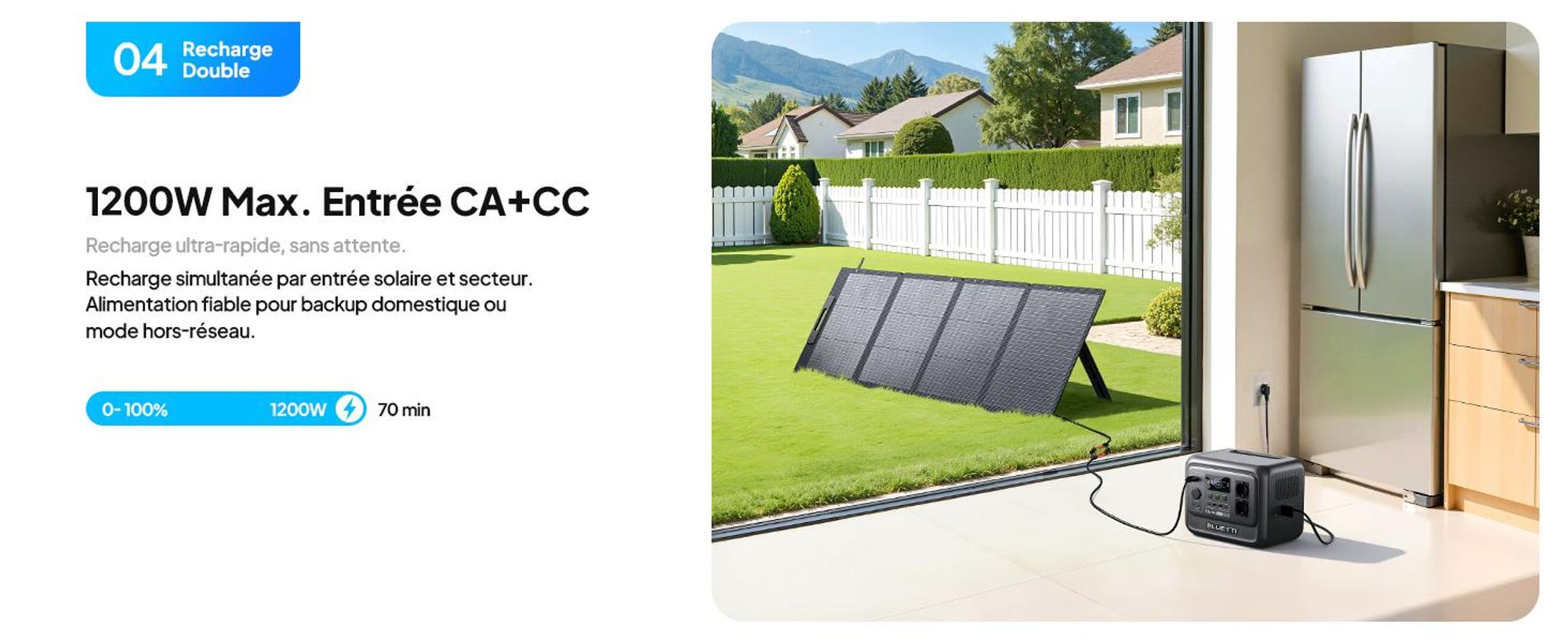 BLUETTI Elite 100 V2 + Charger 1 Station d'énergie portable, batterie de secours de 1024Wh avec 2 sorties AC de 1800W , générateur solaire pour le camping, les pannes de courant