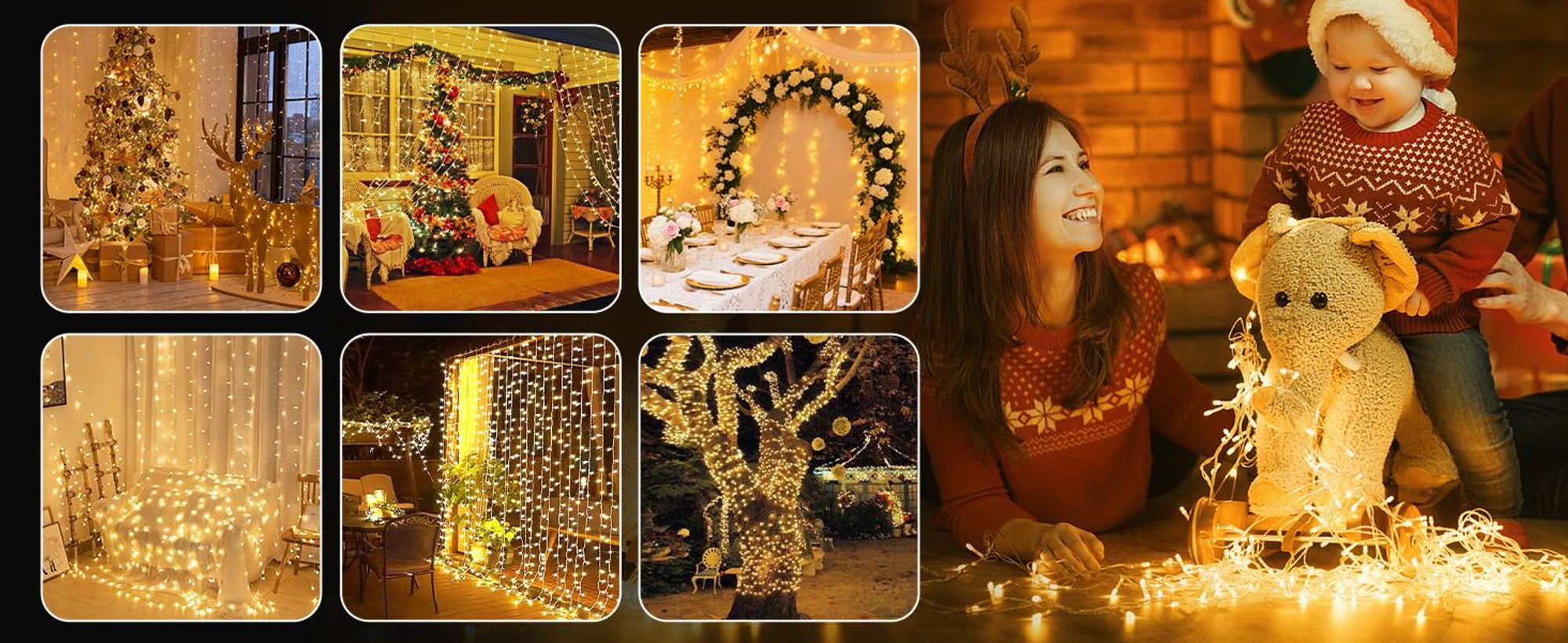 Lichterkette 30m 300 LED 8 Lichtmodi Wasserdicht Innen Weihnachten Hochzeit Party Garten Deko, Warmweiß
