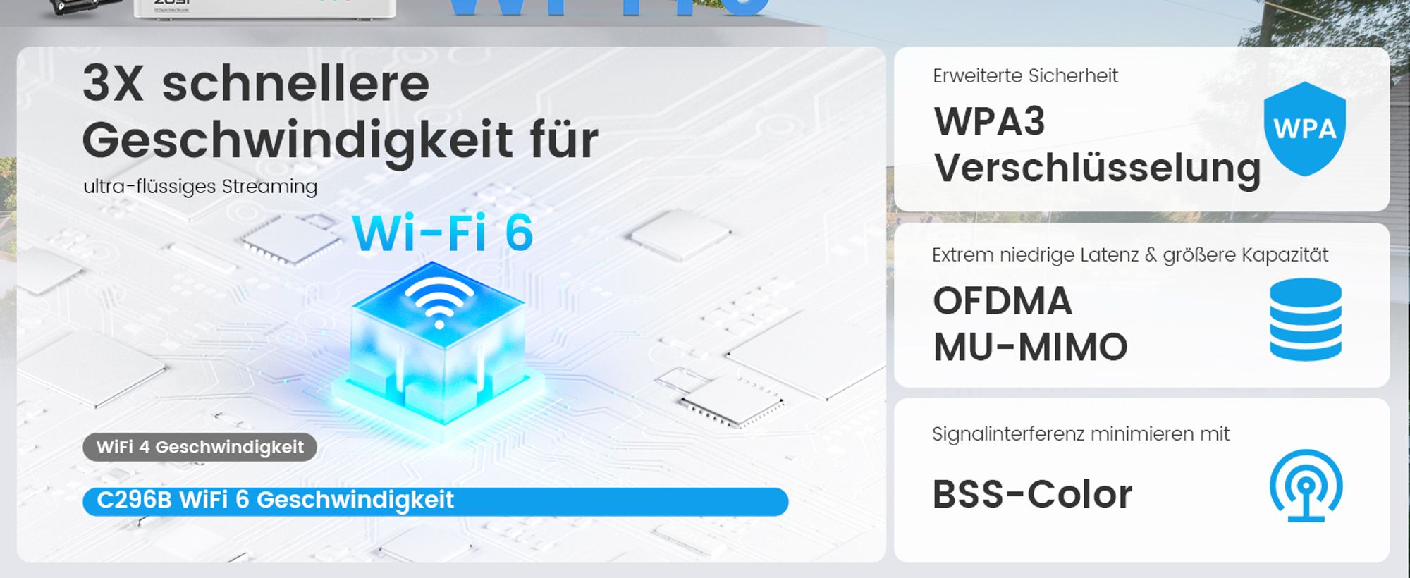 ZOSI 5MP WiFi 6 Überwachungskamera Aussen Set, 8CH NVR mit 1TB HDD, 4X 360° WLAN Kamera mit Personen- und Fahrzeugerkennung, Farb-Nachtsicht, C296B