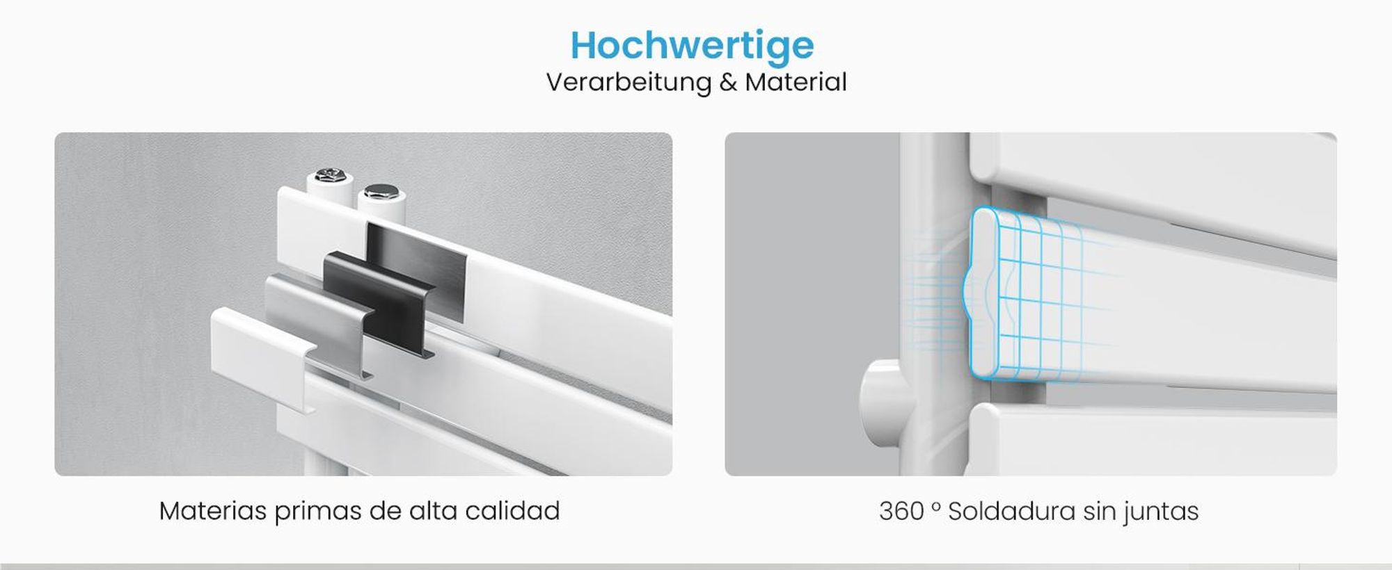 Heilmetz WLAN Elektrischer Handtuchheizkörper 90x50cm Weiß, 400W Badheizkörper Flachrohr, Smart Heizkörper Handtuchtrockner mit App & Timer