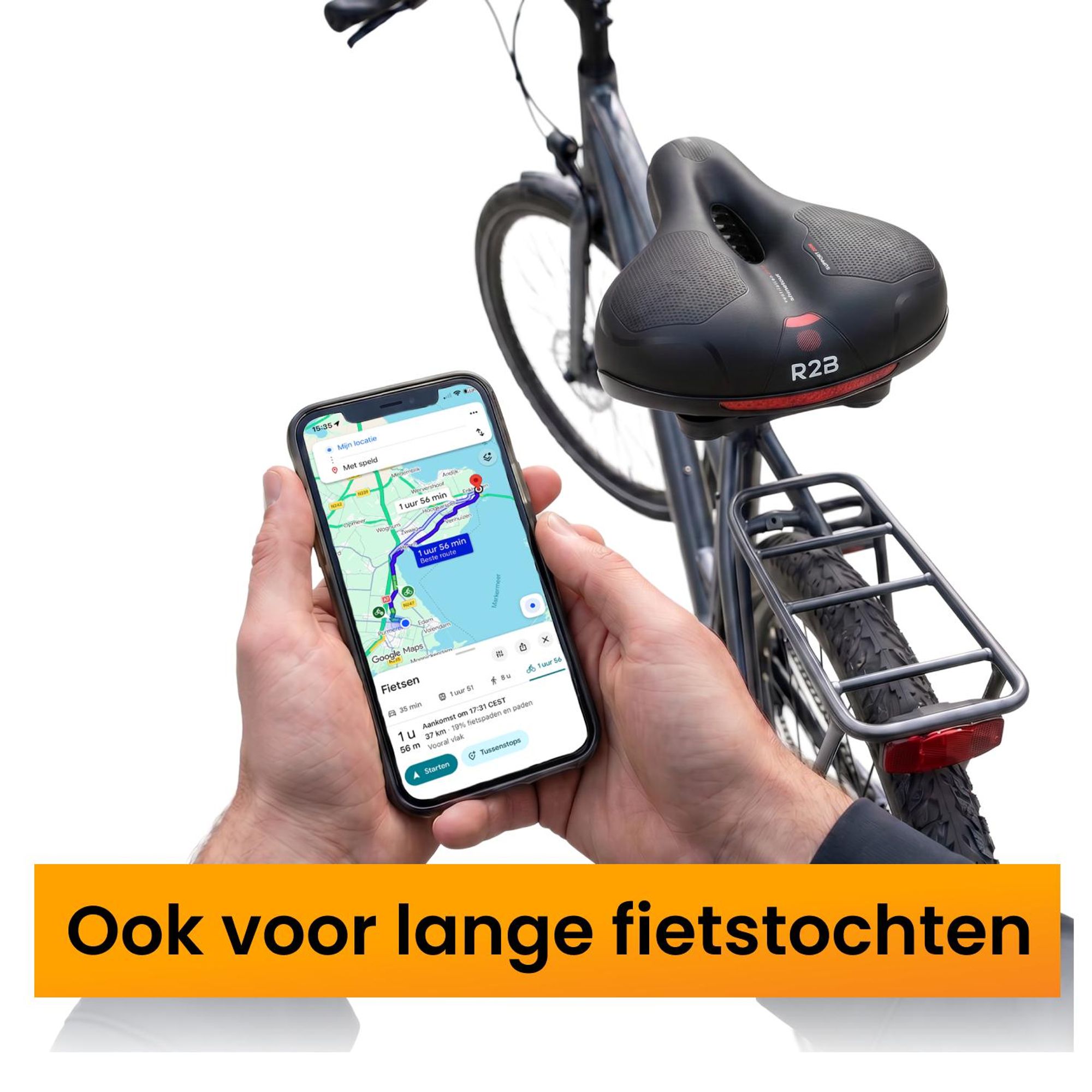 R2B Fietszadel Dames en Heren - Ergonomisch Gelzadel - Zwart
