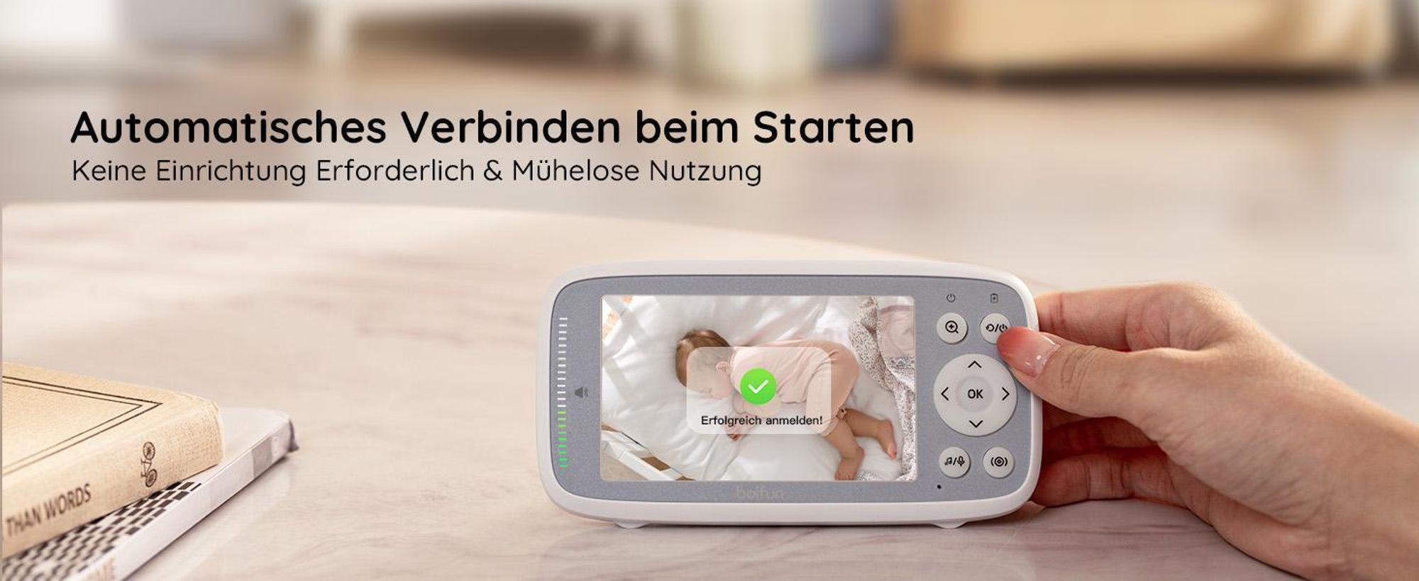 BOIFUN Babyphone HD 4 Zoll mit 2 Kameras ohne WLAN VOX Nachtsicht Babyfon 2-Wege-Gespräch Erweiterbar bis 4 Kameras mit Halterung
