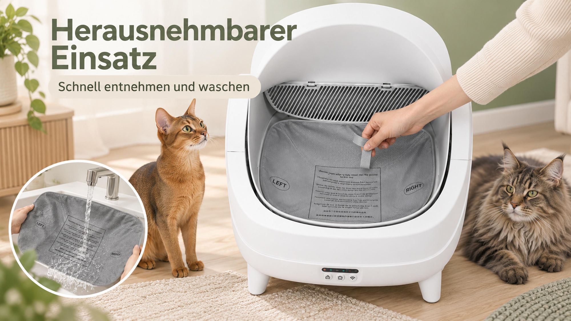 70L+14L XXL Katzentoilette Selbstreinigendes Katzenklo Automatisches offenem Design & App, für Mehrkatzen, 8 Sicherheitssensoren, Geruchskontrolle