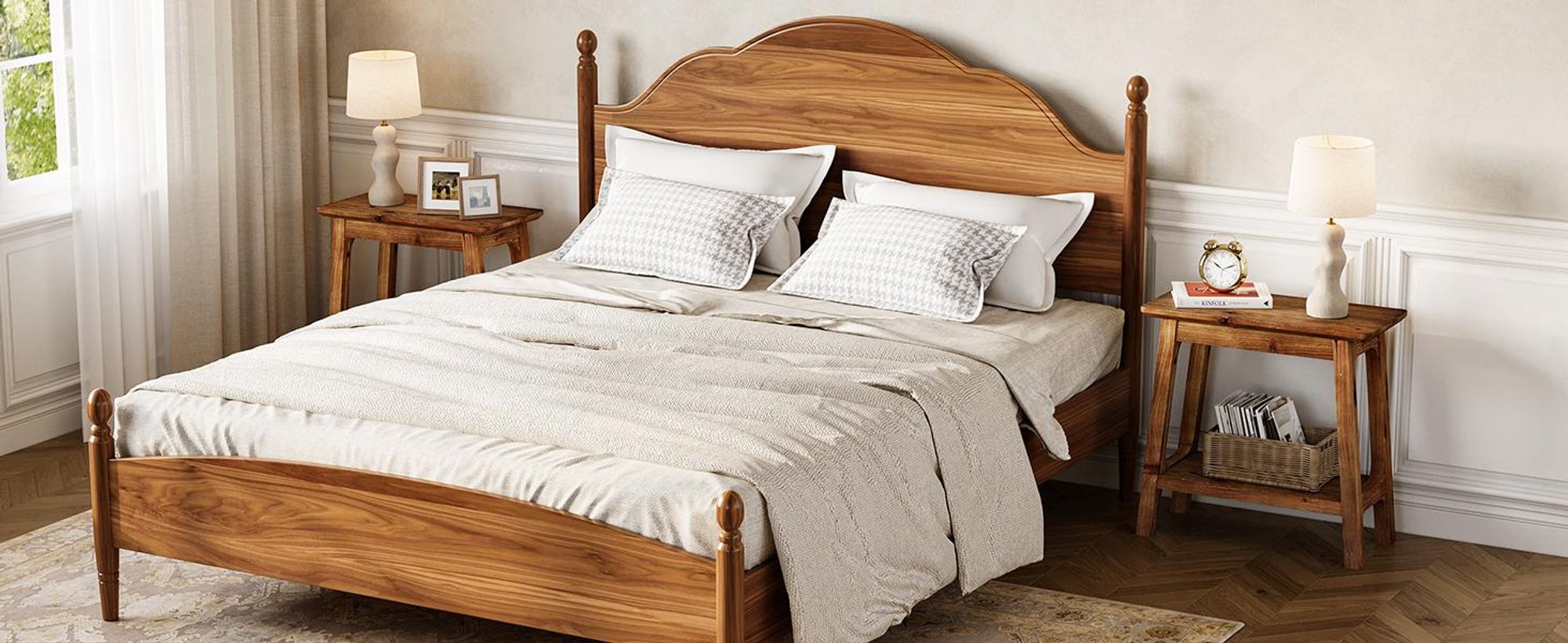 Tribesigns Beistelltisch, schlanker Couchtisch aus Massivholz für kleine Räume, 60 cm breite Sofatisch, Nachttische für das Schlafzimmer