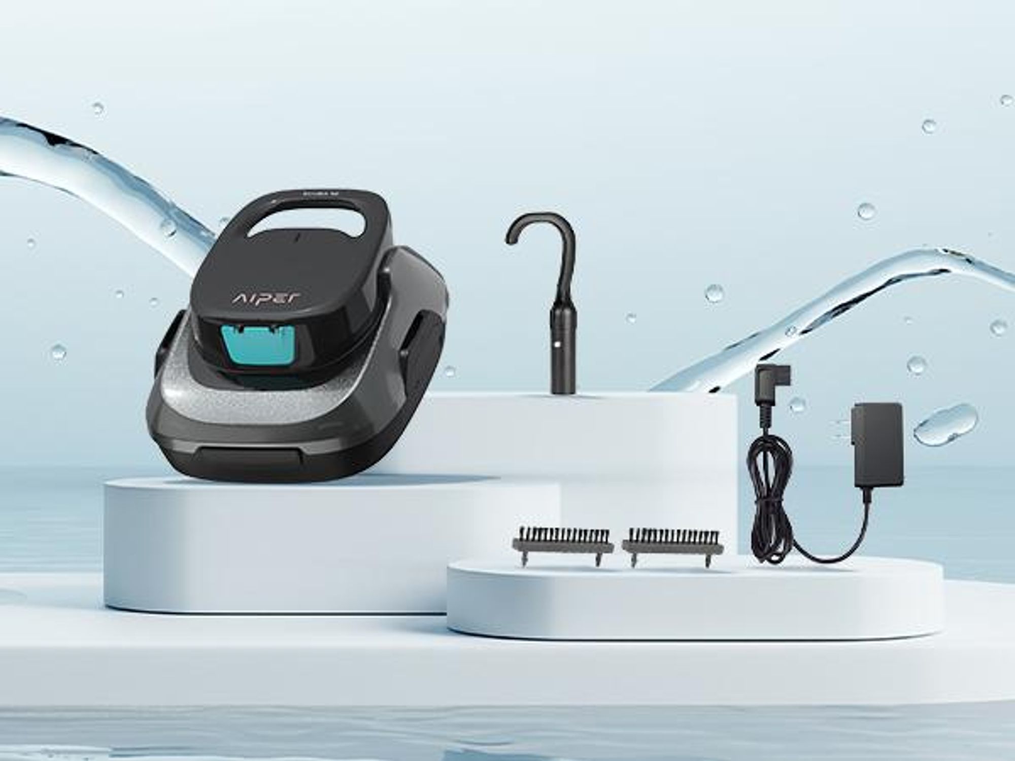 AIPER Robot Piscine sans Fil, Aspirateur Automatique, 90 Min d'Autonomie