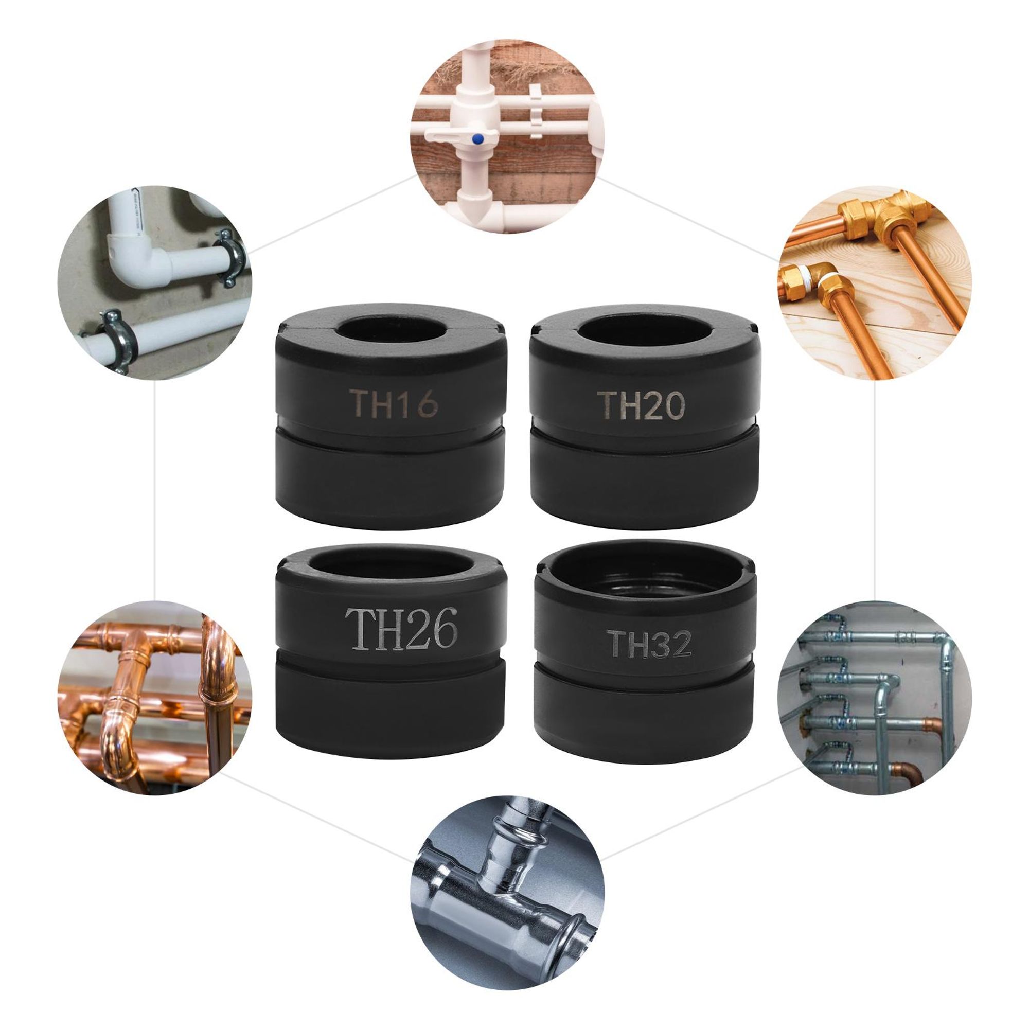 TH16/20/26/32mm Crimpeinsätze, Pressbacken für Rohr-Crimpzange, Crimpzangen-Rohrpressbacken-Set