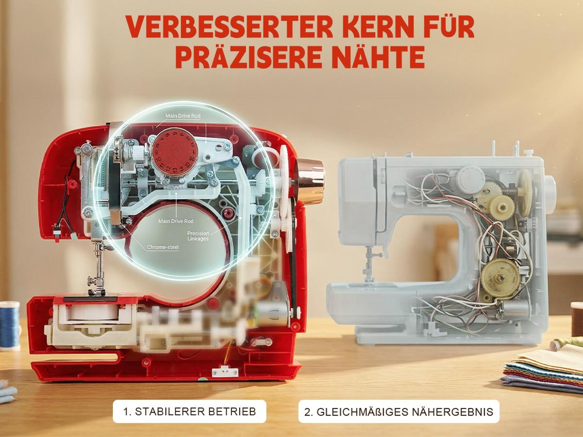 Victool Mini elektrische Nähmaschine Multifunktional,16 Stiche Doppelnadel