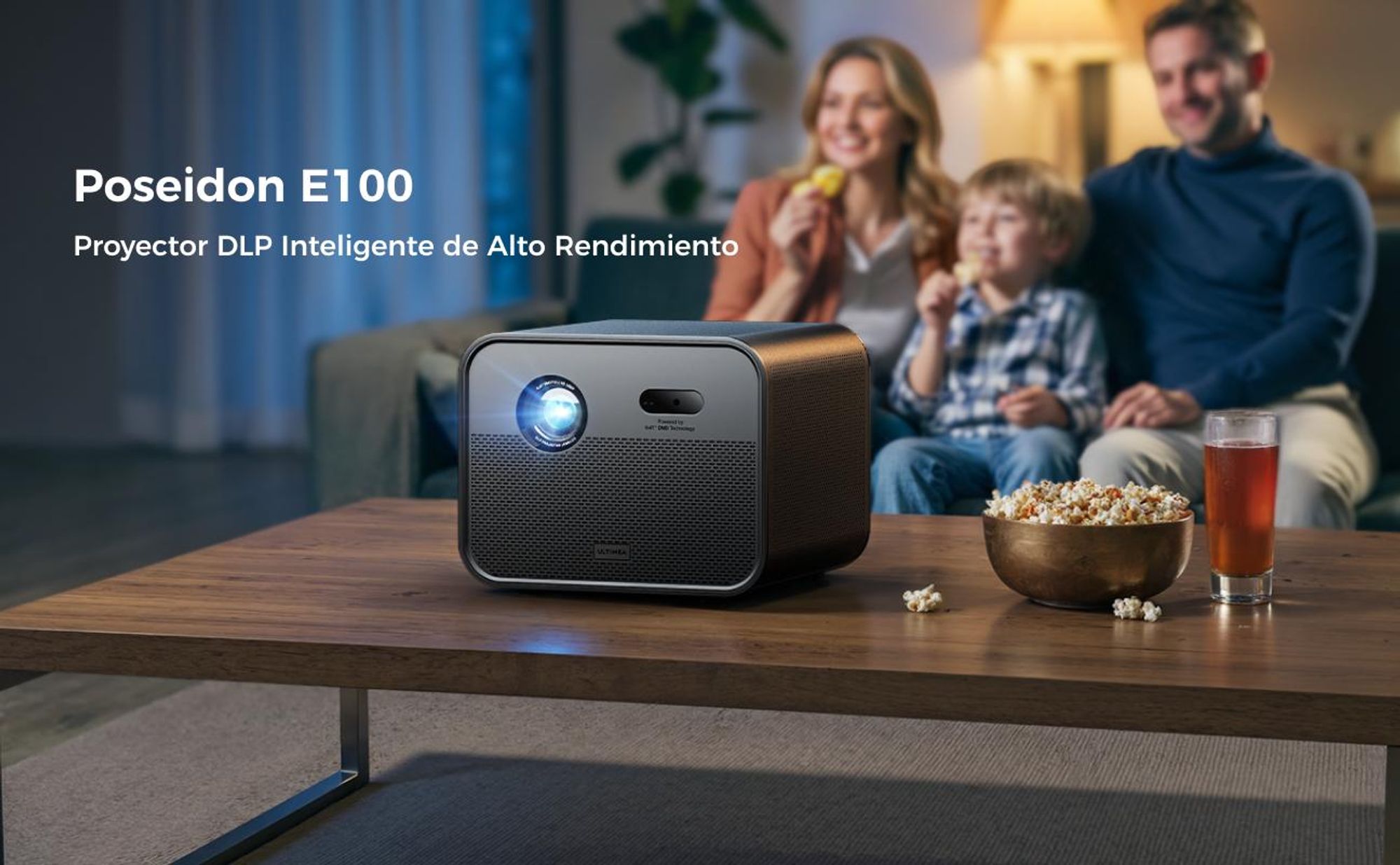 Ultimea Beamer 4K, proyector DLP Poseidon E100, con 1800 lúmenes ANSI y Google TV
