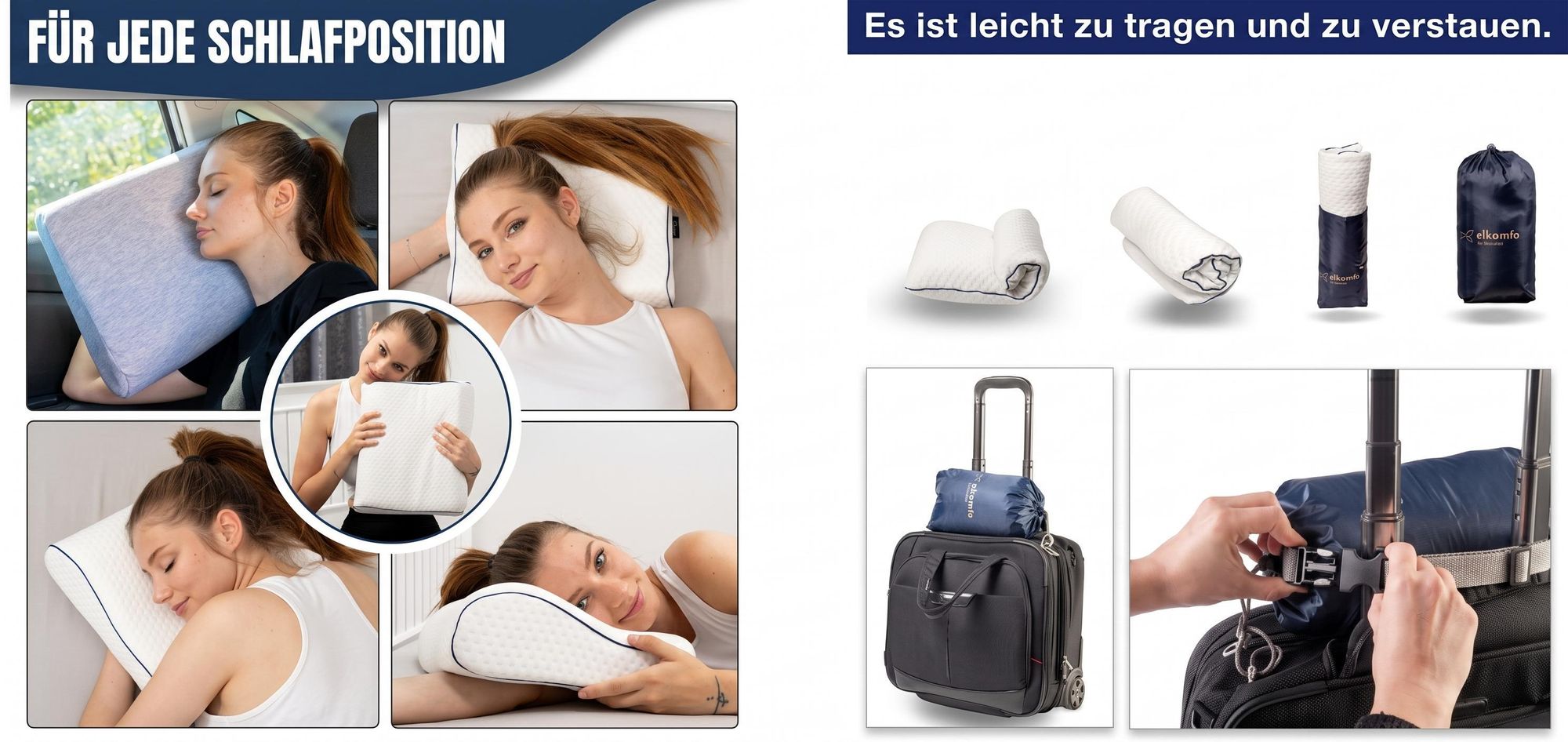 Collage zur Produktdemonstration, die die Technologie zur Feuchtigkeitsabsorption zeigt