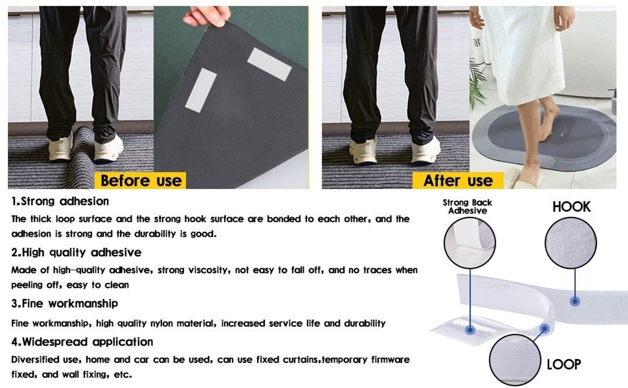 2 Rollen Klettband Selbstklebend Extra Stark - 5m X 25mm