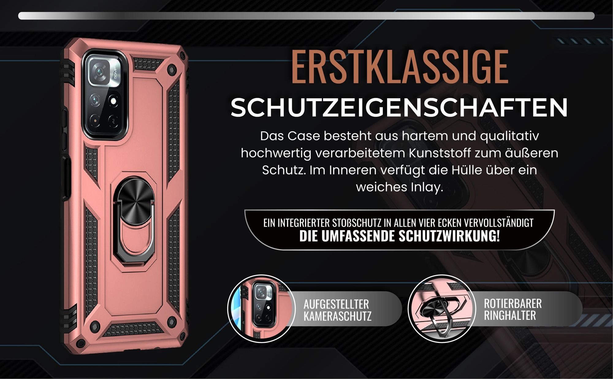 Handycase in Rosegold für Xiaomi Redmi Note 11 / 11S mit Kameraschutz