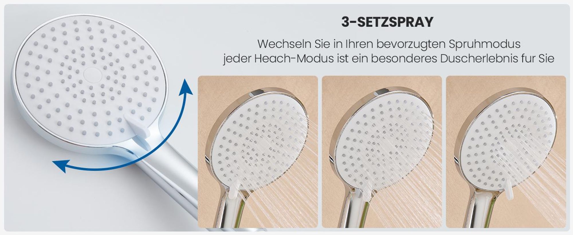 Auralum Badewannenarmatur Chrom, Messing Duschset mit 3-Funktionen Handbrause und 70cm Duschstange, Wannenarmatur verchromt mit Wanneinlauf