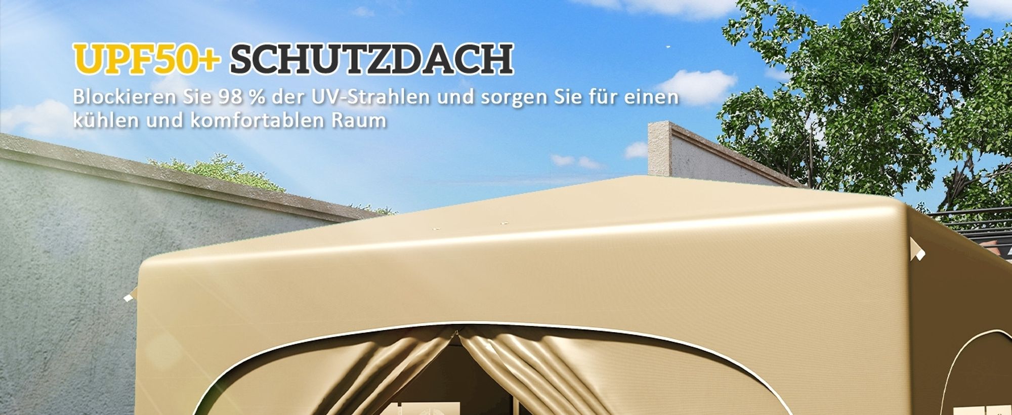 Outsunny Pavillon 3x3m wasserabweisend Stabil Winterfest Pop-up Faltpavillon