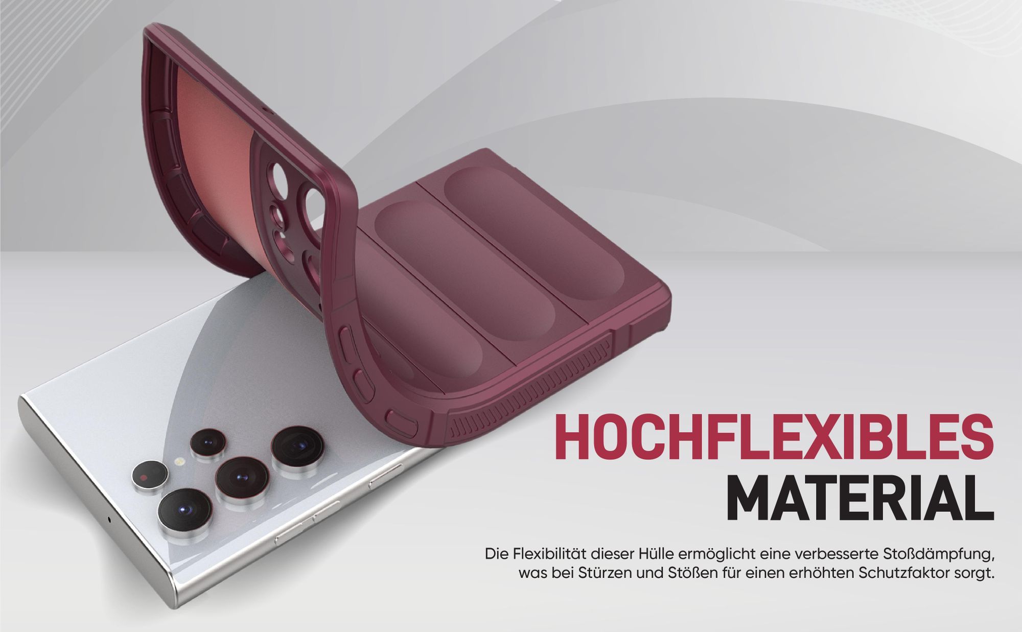 Stoßfestes und flexbiles Handy Case mit Griffzonen in Lila für Samsung Galaxy S22 Ultra