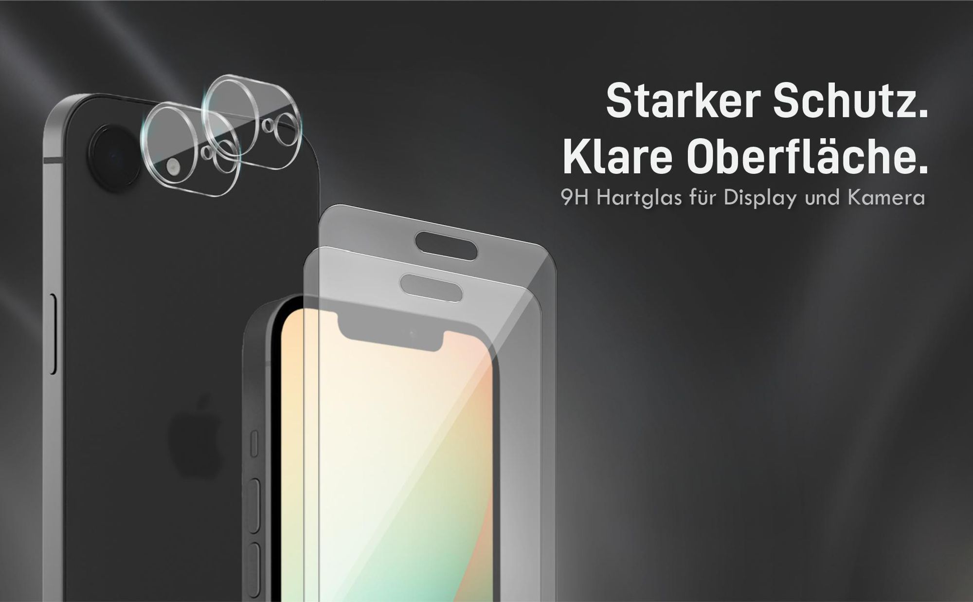 Kamera + Display Glas Set für Apple iPhone 16e kompatibel mit allen gängigen Hüllen