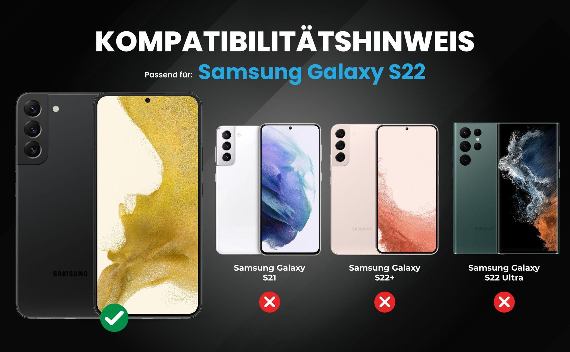 Kompatibilitätshinweise Hülle für Samsung Galaxy S22
