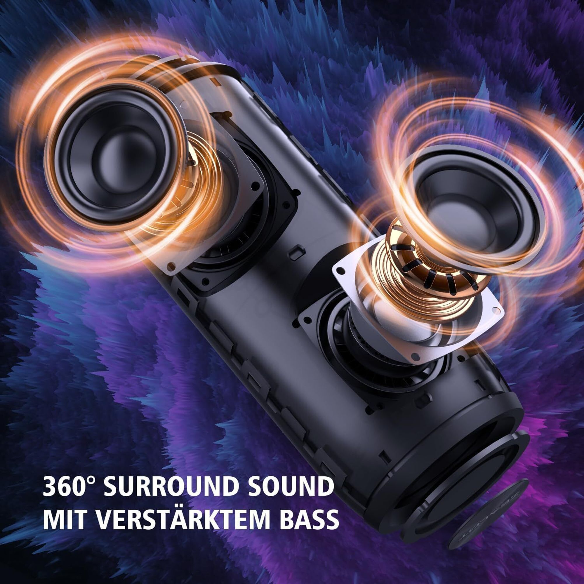 Bluetooth-Lautsprecher 40 W, Bluetooth, Kabellos,IPX5 wasser- und staubdicht, RGB-Modus