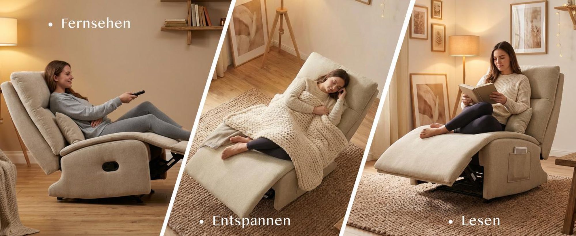 FLEXISPOT HomeEase Relaxsessel mit Schaukelfunktion, 3-fach Liegefunktion, Lendenkissen & Fußstütze, Seitentasche, für Stillzeit, Wohnzimmer, Beige