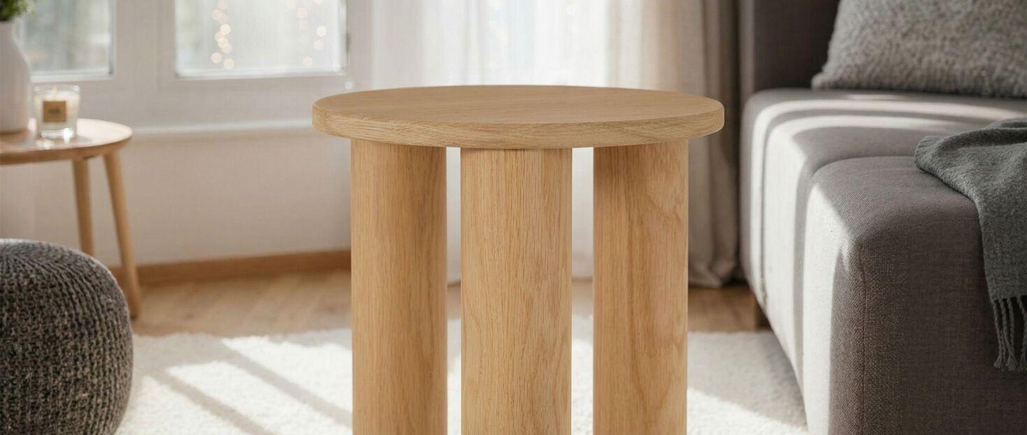 tectake® Beistelltisch Sisi, rund, Beine aus Massivholz