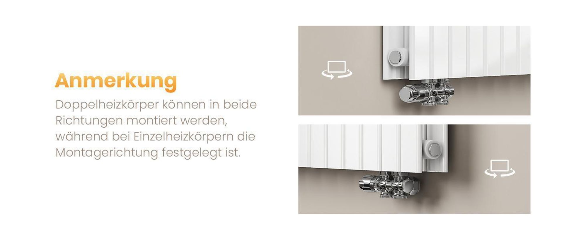 EMKE Heizkörper Vertikal Design Paneelheizkörper 1800x620mm, Weiß flach Einlagig Mittelanschluss Heizung, 1265W ohne Heizstab