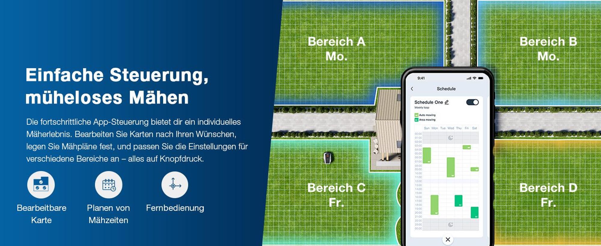 ECOVACS Mähroboter Goat O600 Ohne Begrenzungskabel, 600 m², RTK+Vision Navigation, Rasenmähroboter, KI-Hindernisvermeidung, passiert 0,7m Engstellen