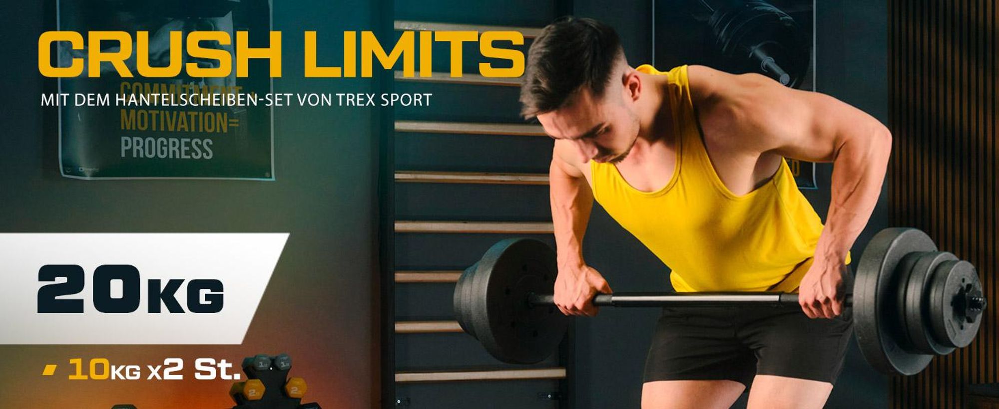 TREX SPORT Hantelscheiben Set 20kg (2x10kg) TX-020DS | Kunststoff Gewichtsscheiben Ø27mm | Fitness Scheiben, Gewichte für Hantel, Hantelgewichte