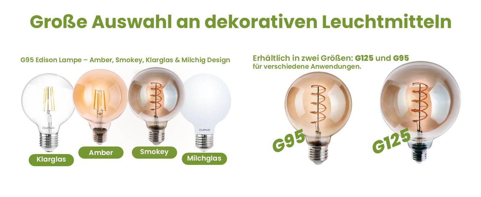 LUMILED 3x E27 LED Lampen G95 Vintage Glühbirne Globe Spiral 6W Ersetzt 50W 420lm Leuchtmittel 2200K Warmweiß Retro Filament Smokey Glas Kugel Deko