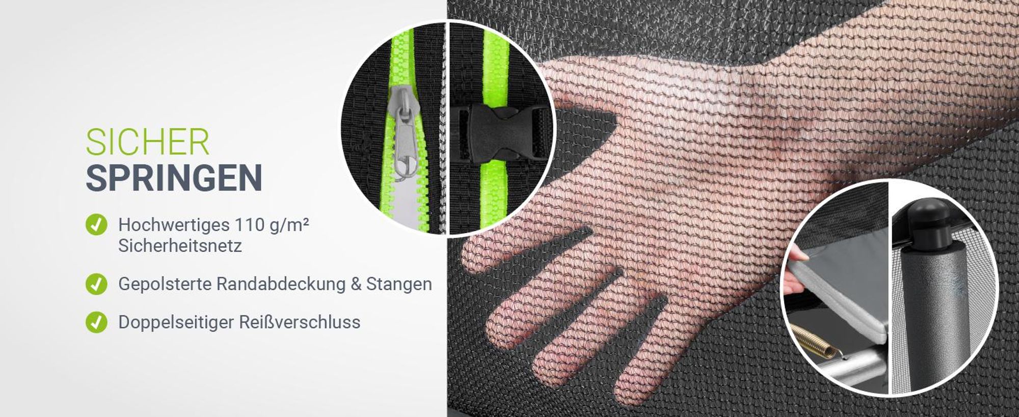 Juskys Trampolin SkyBounce S Ø 228 cm mit Sicherheitsnetz & Leiter